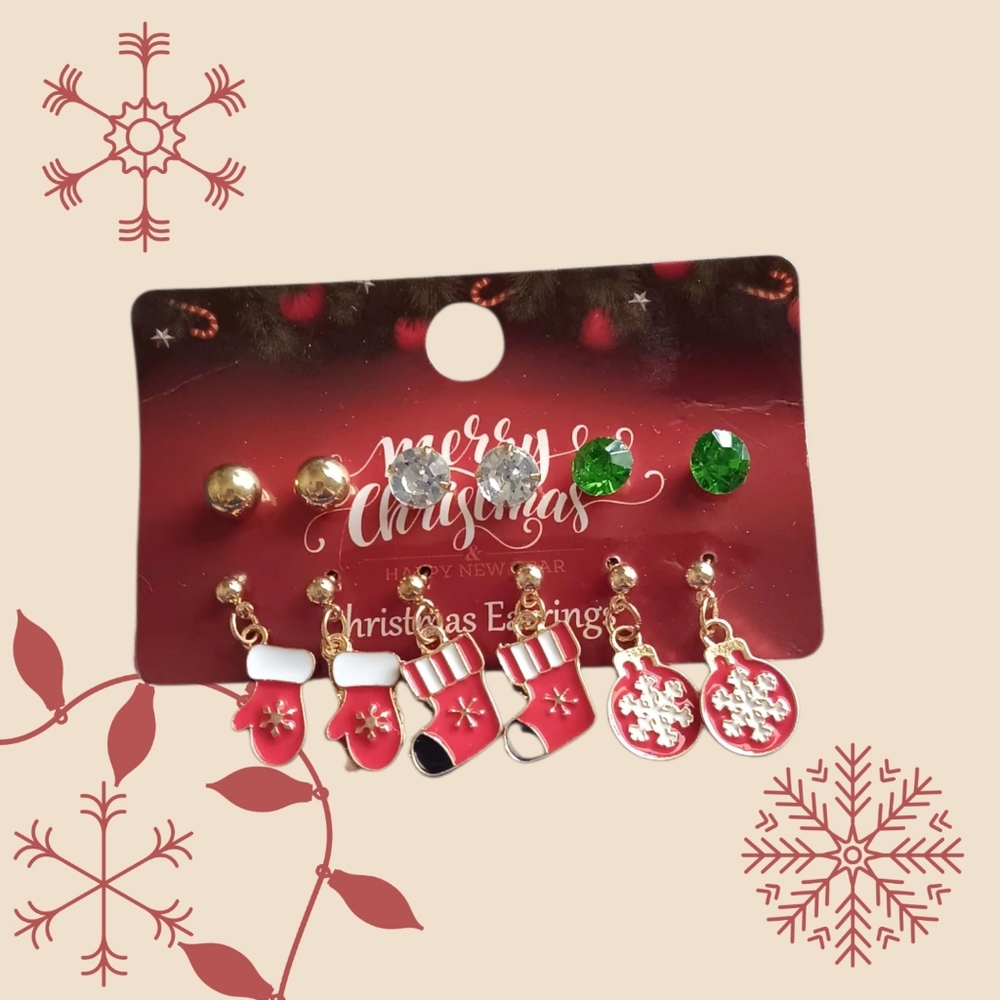 Pack 5 Christmas Earrings of Gloves & Ornaments